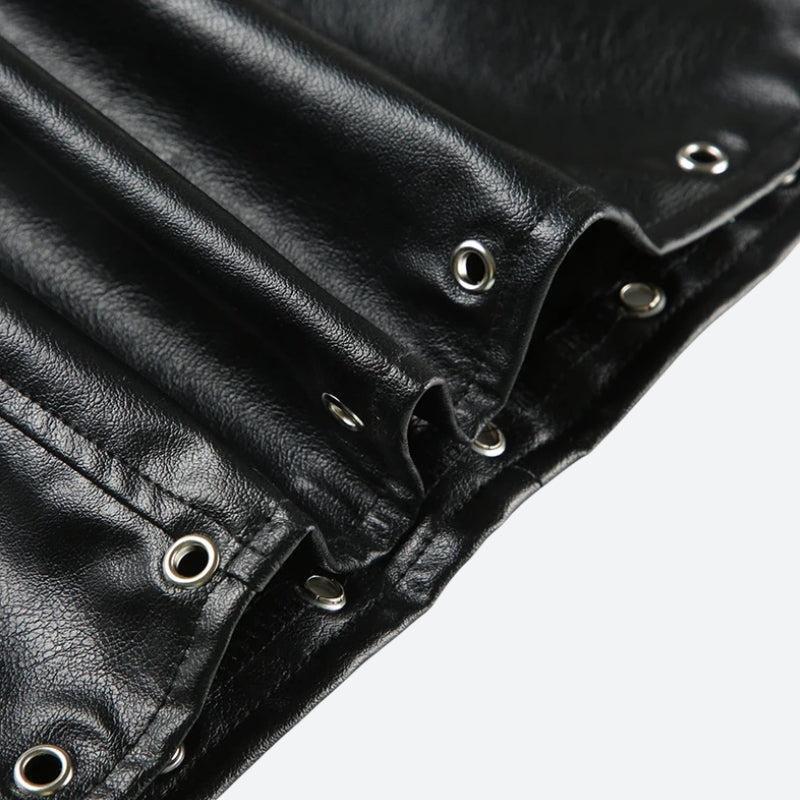 Grunge Spiked Faux Leather Mini Skirt Grunge Spiked Faux Leather Mini Skirt