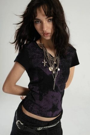 Grunge Star Printed Top