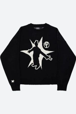 Grunge Starboy Distressed Knitted Sweater