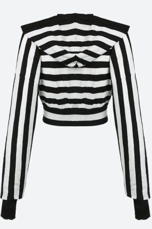 Grunge Striped Hooded Crop Top