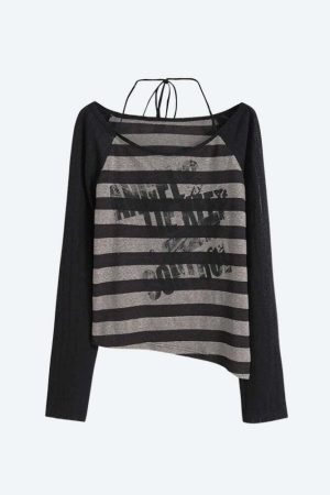 Grunge Striped Off Shoulder Top