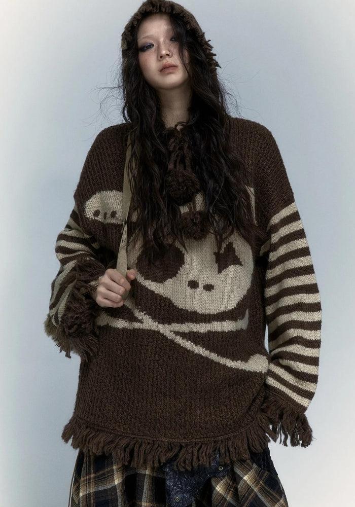 Grunge Tasseled Hooded Sweater Grunge Tasseled Hooded Sweater