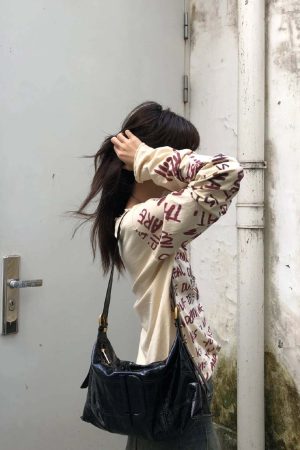 Grunge Text Print Top