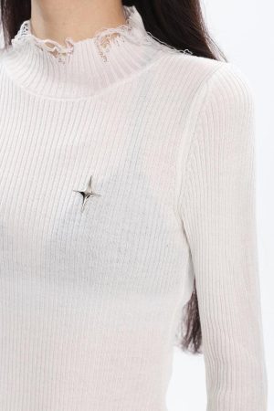 Grunge Turtleneck Distressed Sweater