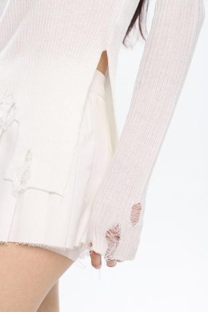 Grunge Turtleneck Distressed Sweater