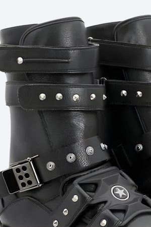 Grunge Velcro Straps Chunky Platform Boots