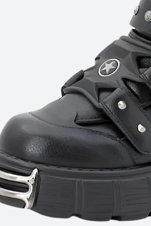 Grunge Velcro Straps Chunky Platform Boots