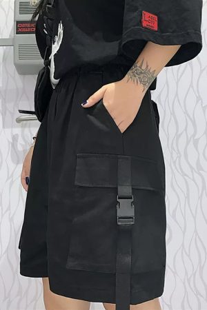 Grunge Wide Leg Cargo Shorts