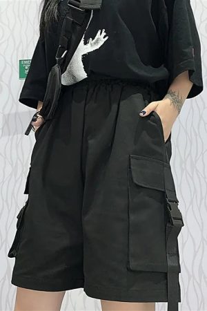 Grunge Wide Leg Cargo Shorts