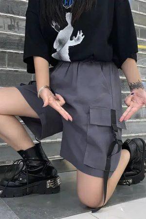 Grunge Wide Leg Cargo Shorts