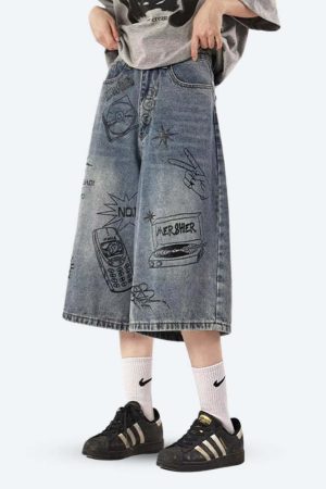Grunge Wide Leg Denim Shorts