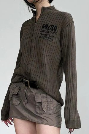 Grunge Zip-Up Cardigan Jacket