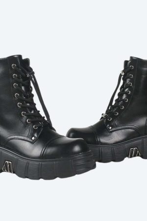 Grunge Zip-Up Platform Combat Boots
