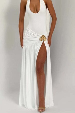 Halter Bodysuit & Maxi Skirt Two Piece Set