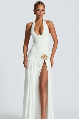 Halter Bodysuit & Maxi Skirt Two Piece Set