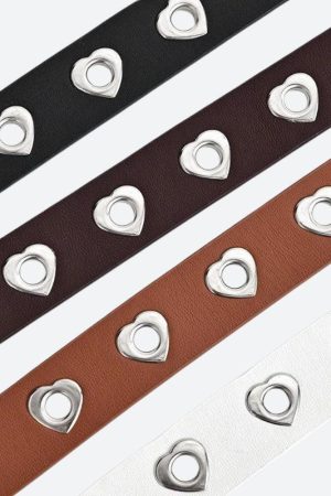 Heart Buckle Faux Leather Belt