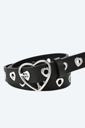 Heart Buckle Faux Leather Belt