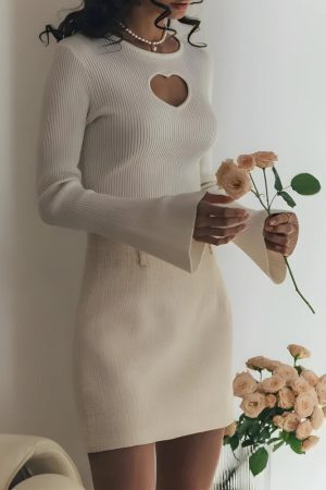 Heart Cut Out Corduroy Top