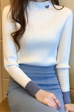 Heart Embroidered Corduroy Top