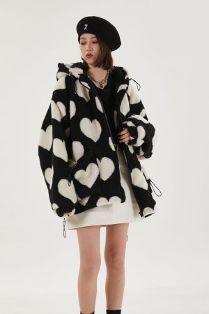 Heart Pattern Hooded Jacket
