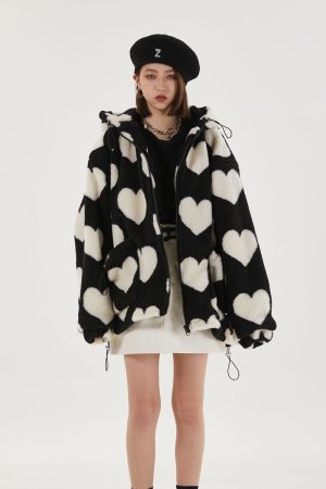 Heart Pattern Hooded Jacket