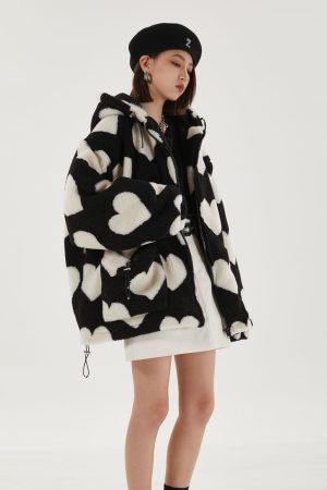 Heart Pattern Hooded Jacket