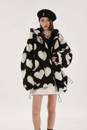 Heart Pattern Hooded Jacket