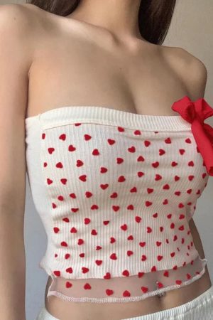 Heart Ribbed Tube Top