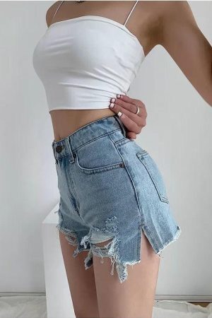High Waist Extra Distressed Jean Shorts