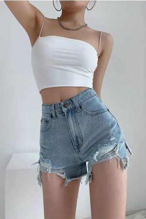 High Waist Extra Distressed Jean Shorts