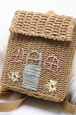 Home Design Straw Backpack