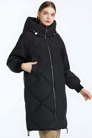 Hooded Zip-Up Long Puffer Coat