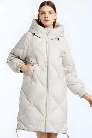 Hooded Zip-Up Long Puffer Coat