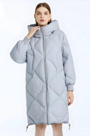 Hooded Zip-Up Long Puffer Coat