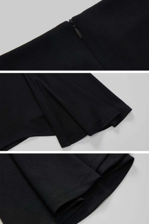 IAMXIAA Asymmetric Hem Midi Skirt Feminine Slim Fit Flared Design