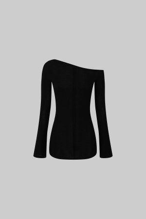 IAMXIAA Asymmetric Knit One Shoulder Long Sleeve Top