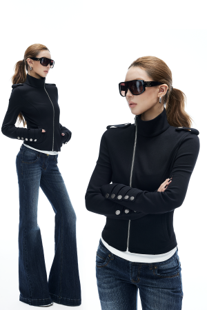 IAMXIAA Asymmetric Zip Fitted Jacket