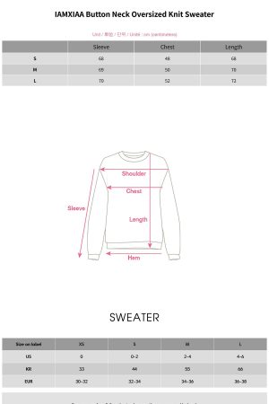 IAMXIAA Button Neck Oversized Knit Sweater