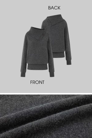 IAMXIAA Button Neck Oversized Knit Sweater