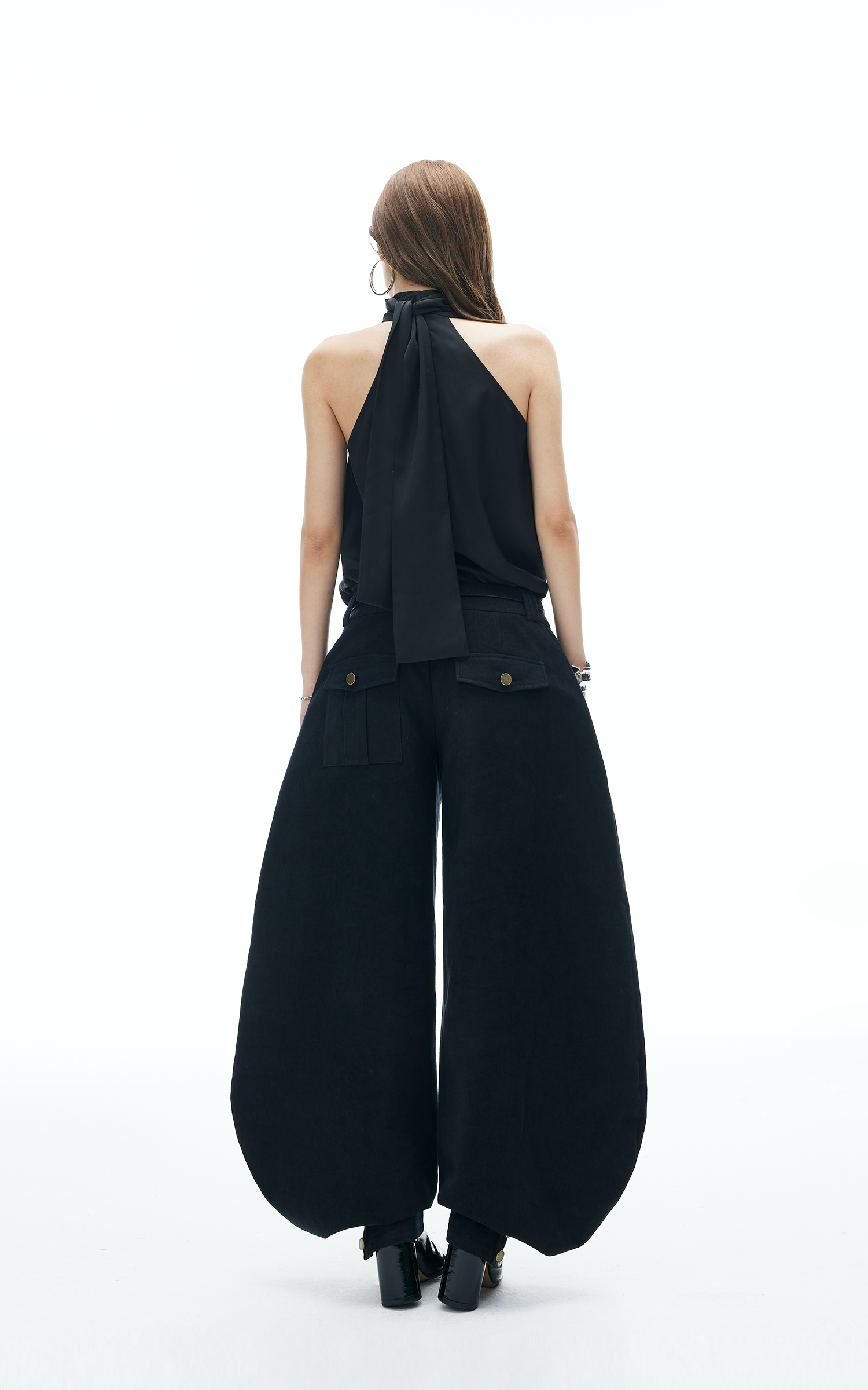 IAMXIAA Chiffon Halter Top with Bow Backless Detail IAMXIAA Chiffon Halter Top with Bow Backless Detail