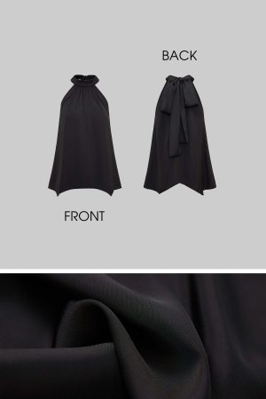 IAMXIAA Chiffon Halter Top with Bow Backless Detail