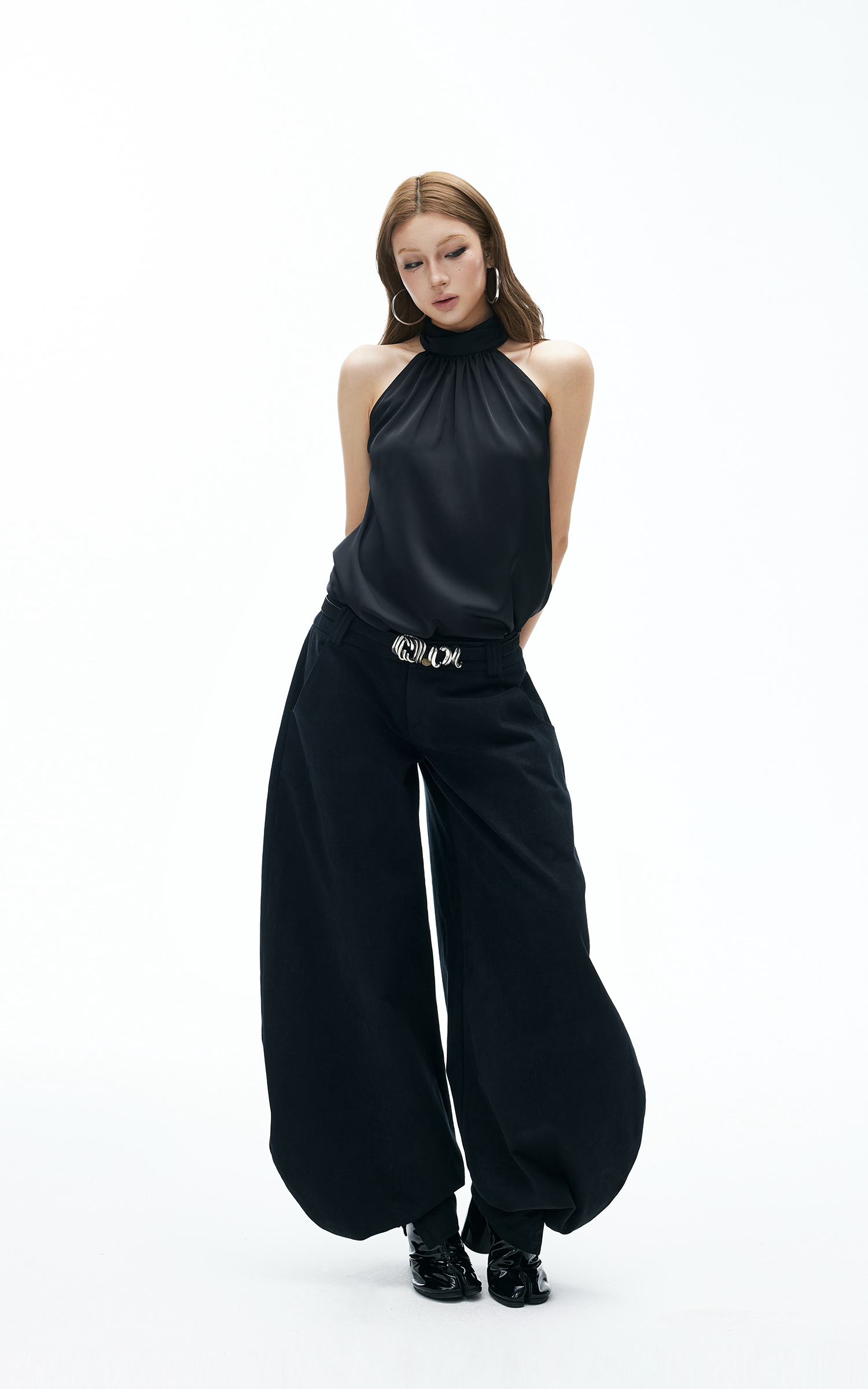 IAMXIAA Chiffon Halter Top with Bow Backless Detail IAMXIAA Chiffon Halter Top with Bow Backless Detail