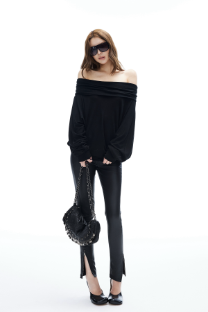 IAMXIAA Coated Skinny Leather Pants High Shine Slim Fit Trousers