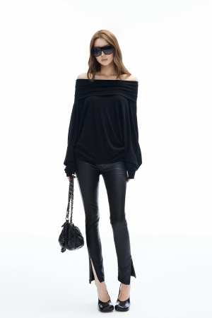 IAMXIAA Coated Skinny Leather Pants High Shine Slim Fit Trousers