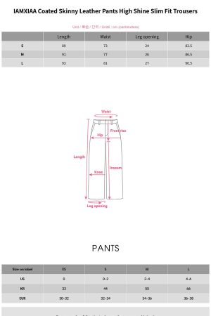 IAMXIAA Coated Skinny Leather Pants High Shine Slim Fit Trousers