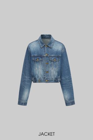 IAMXIAA Cropped Denim Jacket and Mini Skirt Set