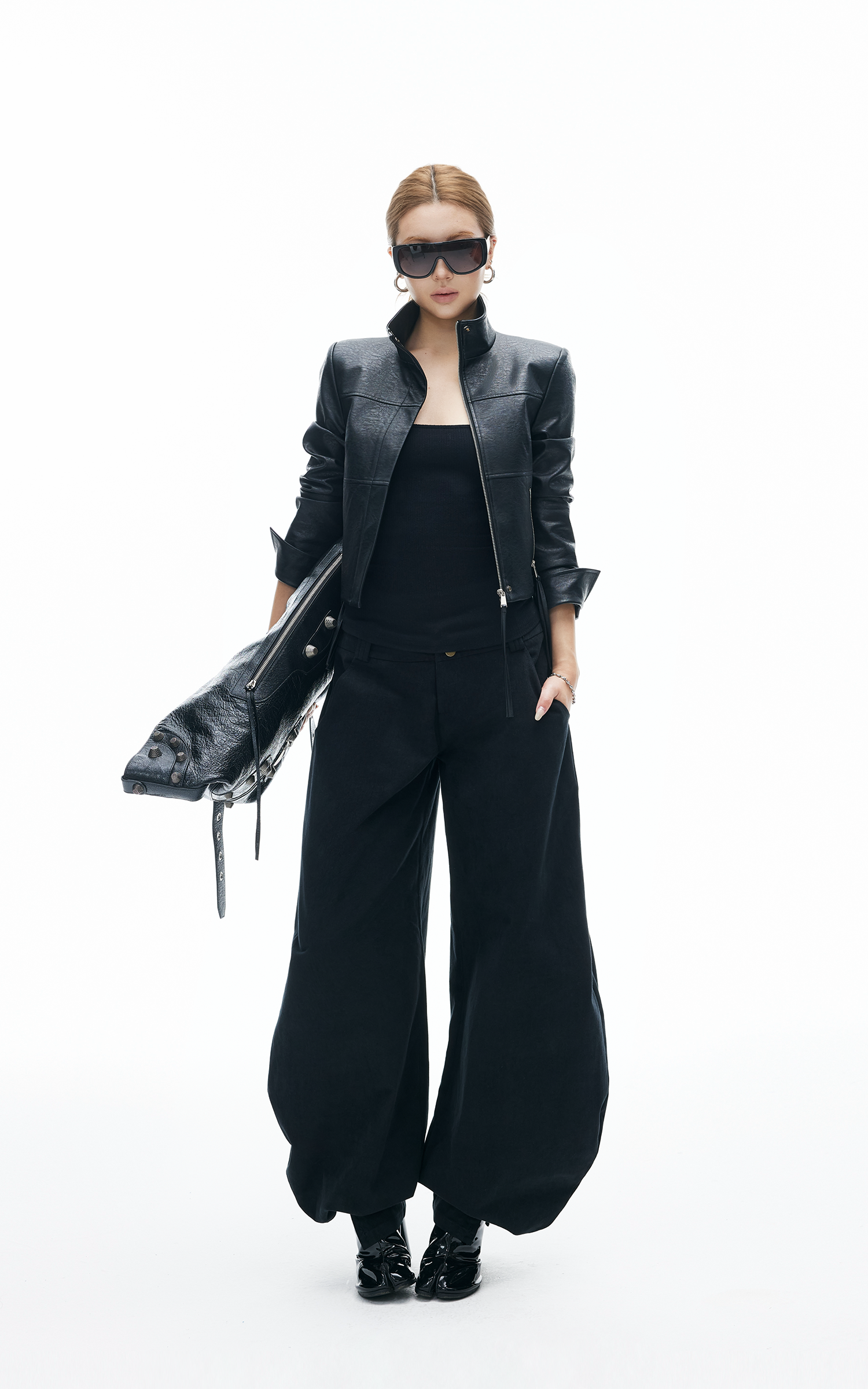 IAMXIAA Cropped Faux Leather Jacket with Zip Detail IAMXIAA Cropped Faux Leather Jacket with Zip Detail