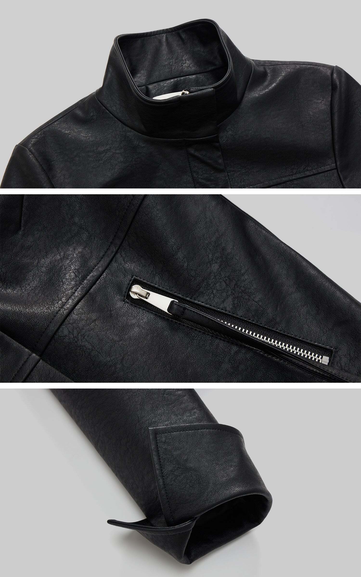 IAMXIAA Cropped Faux Leather Jacket with Zip Detail IAMXIAA Cropped Faux Leather Jacket with Zip Detail