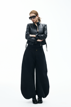 IAMXIAA Cropped Faux Leather Jacket with Zip Detail