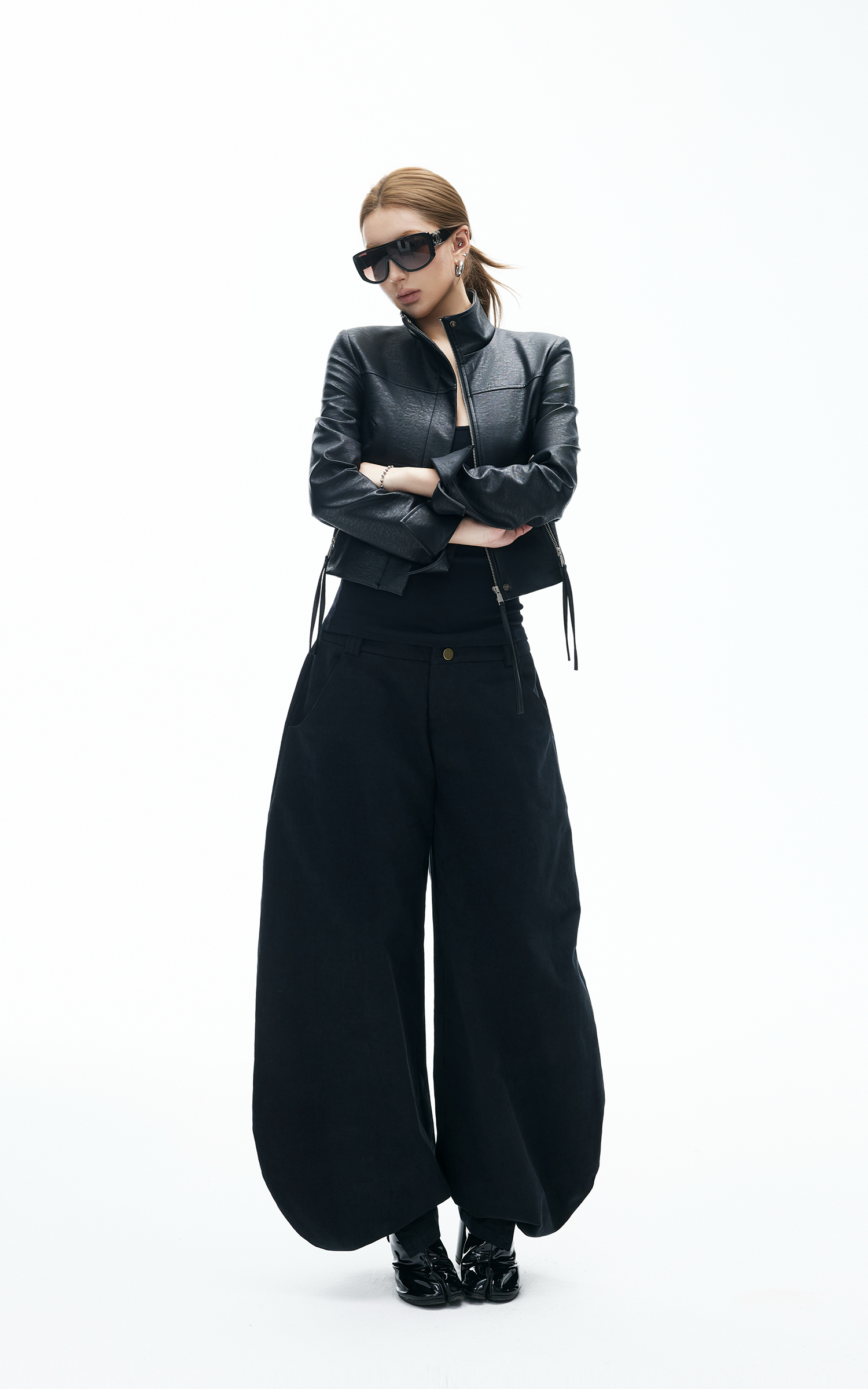 IAMXIAA Cropped Faux Leather Jacket with Zip Detail IAMXIAA Cropped Faux Leather Jacket with Zip Detail